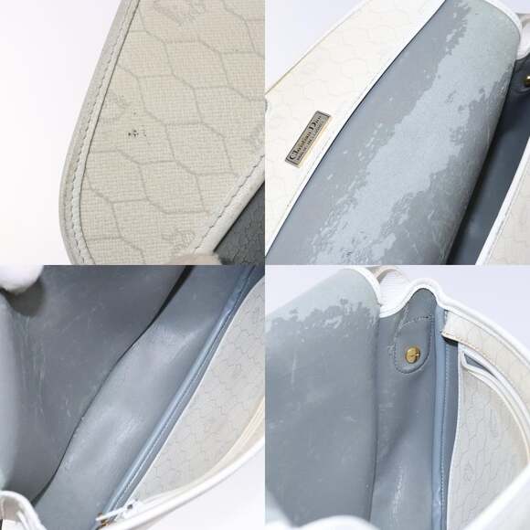 DIOR Honeycomb Canvas Shoulder Bag Pvc White Gold - Picture 12 of 13